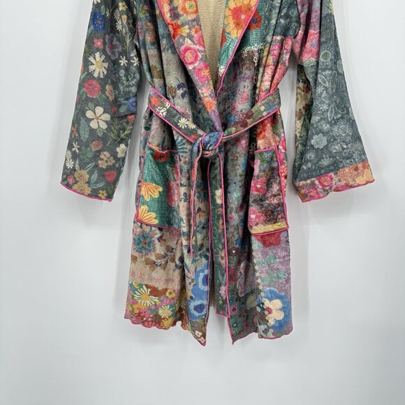 NATURAL LIFE robe knee length floral hippie boho bohemian feminine cozy lounge S - Picture 5 of 9